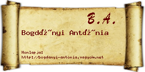 Bogdányi Antónia névjegykártya
